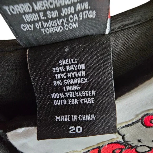 Torrid Hello Kitty Dress‎ Peter Pan Collar Fit Flare Black Size 20 NWT - Picture 9 of 15